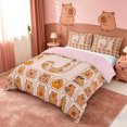 thumbnail image 2 of meiyoeat meiyoeat Funny Animals Capybara Bedding,Cartoon Checkered Initial J Duvet Cover Full,Pink Reversible,3pcs,1 Duvet Cover and 2 Pillowcases, 2 of 6