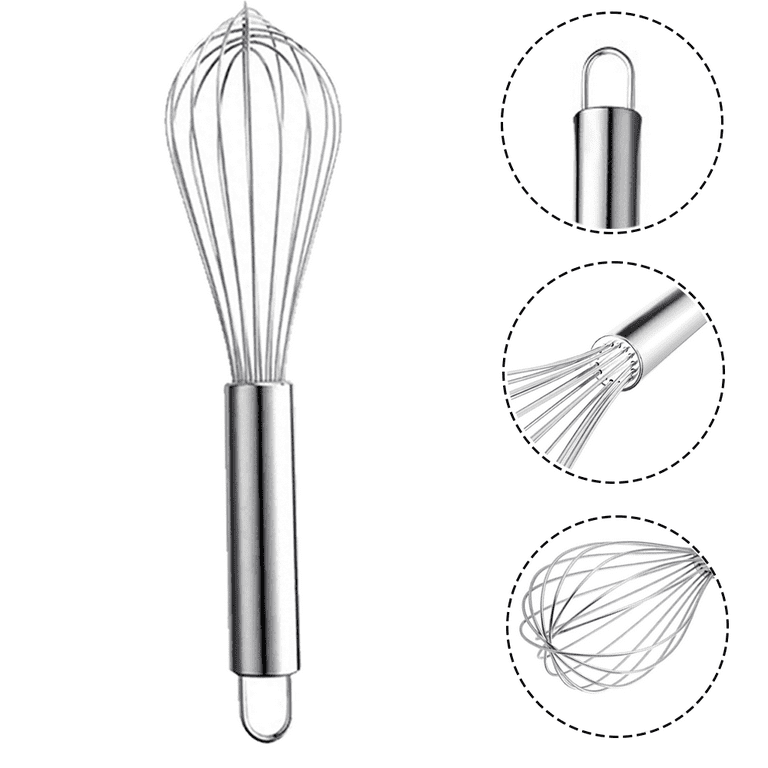 3 Pcs Large Small Metal Mini Whisk Sets, Stainless Steel Egg Wire Tiny  Whisks For Cooking Baking, Professional Whisking Wisk Kitchen Tool Utensil,  Bea