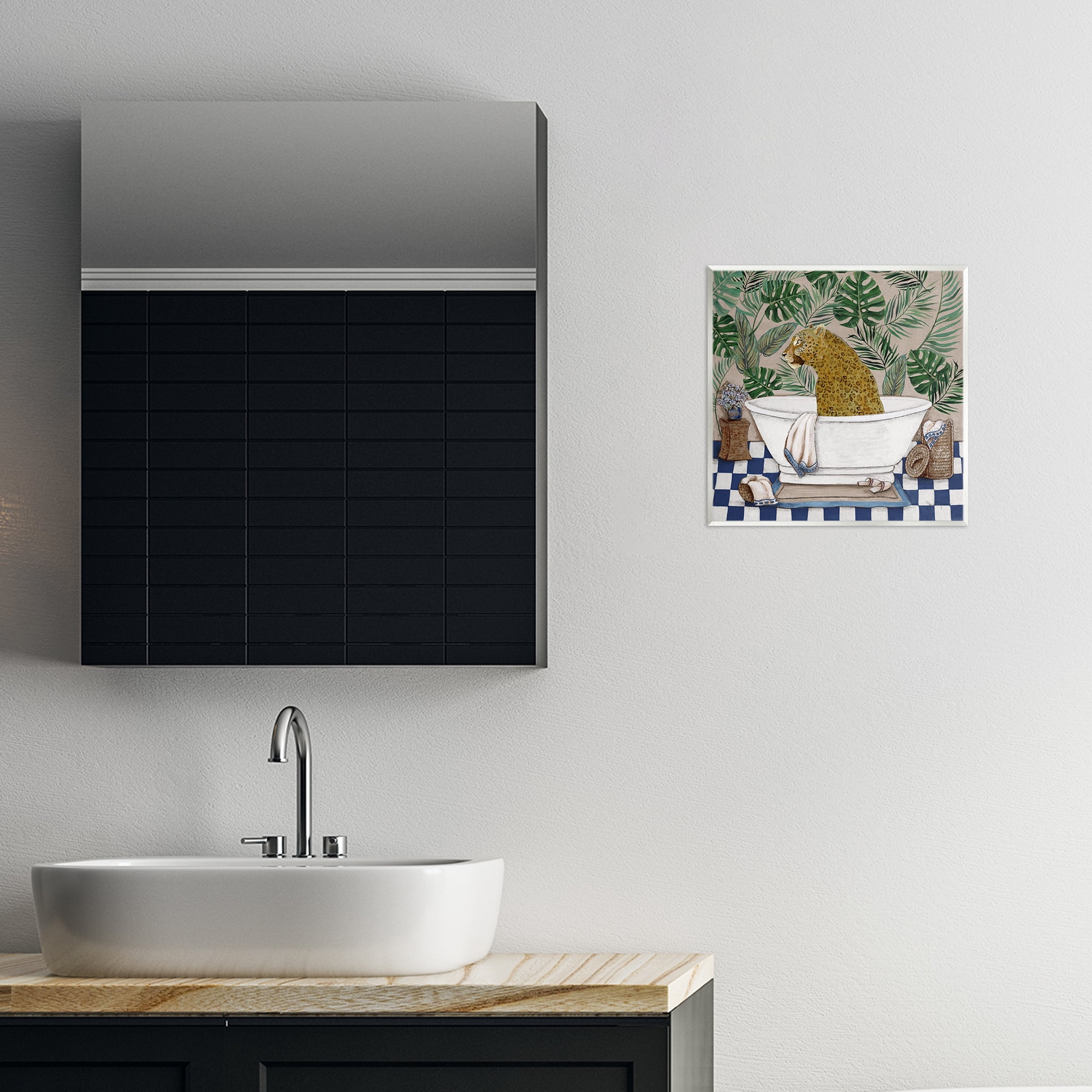 Stupell Industries Leopard in Tropical Bathtub Wall Plaque Art, design by Janet Tava
