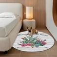thumbnail image 3 of Round Area Rug 6ft,Summer Tropical Cactus Flower Washable Carpet Non-Slip Runner Accent Rugs Indoor Floor Mat for Bedroom Living Room Decor,Country Botanical Wood Plank, 3 of 9