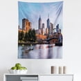 thumbnail image 1 of City Tapestry, Early Morning Scenery in Melbourne Australia Famous Yarra River Scenic, Fabric Wall Hanging Decor for Bedroom Living Room Dorm, 5 Sizes, Orange Green Pale Blue, by Ambesonne, 1 of 1