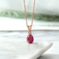 thumbnail image 4 of Gem Stone King 2.28 Ct Red Created Ruby White Diamond 18K Rose Gold Plated Silver Pendant, 4 of 4