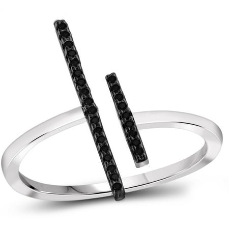 JewelersClub Black Diamond Accent Sterling Silver Parallel Bar Ring