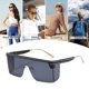 thumbnail image 5 of Gafas de sol de una sola pieza sin marco, gafas de sol de tendencia de moda con marco grande, hechas de metal, 5 of 5
