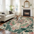 thumbnail image 3 of 8x10 Area Rugs for Living Room, Pink Green Boho Non Slip Area Rugs for Kitchen Bedroom Entryway, Abstract Medieval Vintage Ethnic Floral Washable Carpet Runner Rug Floor Mats for Bedroom Home Decor, 3 of 9