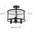 thumbnail image 4 of Elegant Designs 13" Iron and Glass 3-Light Traditional Farmhouse Semi Flush Mount, Black, 4 of 7