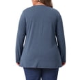 thumbnail image 4 of DARING DIVA Women's Plus Pleated Blouses Crew Neck Soft T-Shirt 1X Navy Blue, 4 of 6