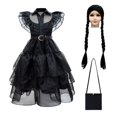 thumbnail image 1 of Wednesday Addams Cosplay disfraz negro gótico vestido trajes niños adultos Halloween carnaval vestido fiesta ropa para mujeres niñas 11-12T (etiqueta 160) Gao Jinjia LED, 1 of 2