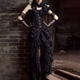 thumbnail image 4 of Falda estilo punk rock steampunk de encaje negro para mujer, vestido irregular, disfraz de cosplay (L), 4 of 5