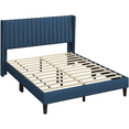 thumbnail image 3 of Topeakmart Queen Size Platform Bed with Upholstered Headboard & Mattress Foundation, Navy Blue, 3 of 9