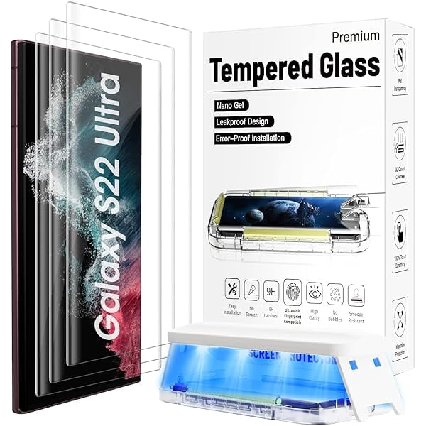 wonima11 3 Pack【Auto Alignment】 3D Curved for S22 Ultra Screen Protector Samsung Galaxy 5g,Samsung Galaxy S22 Ultra Tempered Glass,Fully Compatible with UltraSonic Fingerprint Scanner and S Pen
