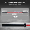 thumbnail image 6 of JoanKaren 7ft Olympic Barbell Bar,700lbs Capacity Weight Bar fit 2" Weight Plates for Strength Training,Weightlifting,Squat,Deadlift,Bench Press,Curl,Overhead Pres,Red & Black, 6 of 6