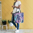 thumbnail image 4 of FORMRS Womens Canvas Tote Bag with Zipper Inner Pocket Shoulder Handbag, Astronaut Pattern, 4 of 7