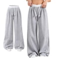 thumbnail image 6 of GiLiling Girls Parachute Pants, Y2K Wide Leg Cargo Sweatpants, Drawstring Waist Joggers with Pockets (Grey, 14-15 Years), 6 of 7