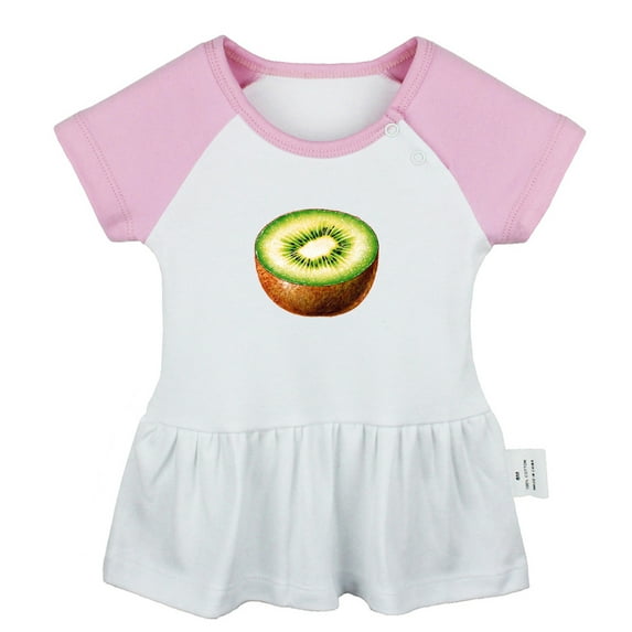 Fruit Kiwi Pattern Dresses For Baby, Newborn Babies Skirts, Infant Princess Dress, 0-24M Kids Graphic Clothes (Pink Raglan Dresses, 6-12 Months)
