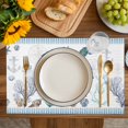thumbnail image 4 of Coastal Turtle Placemats Set of 6, Nautical Starfish Coral Jellyfish Stripes Placemats for Dining Table, Place Mats for Kitchen Tabletop, Waterproof Wipeable Dining Table Mats Set, 4 of 9