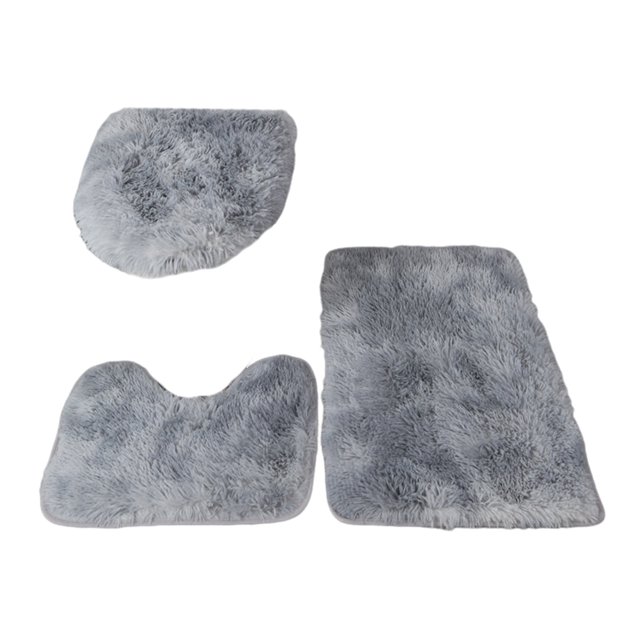 3Pcs/Set Bathroom Rug Set Super Soft Microfiber Bath Rug U-Shaped Contour Mat Toilet Lid Cover Set Non-Slip Bath Rugs Kit