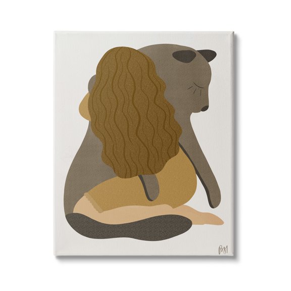 Stupell Indtries Female Hugging Sea Lion Animal Warm Earth Tones,16 x 20,Design by Birch&Ink