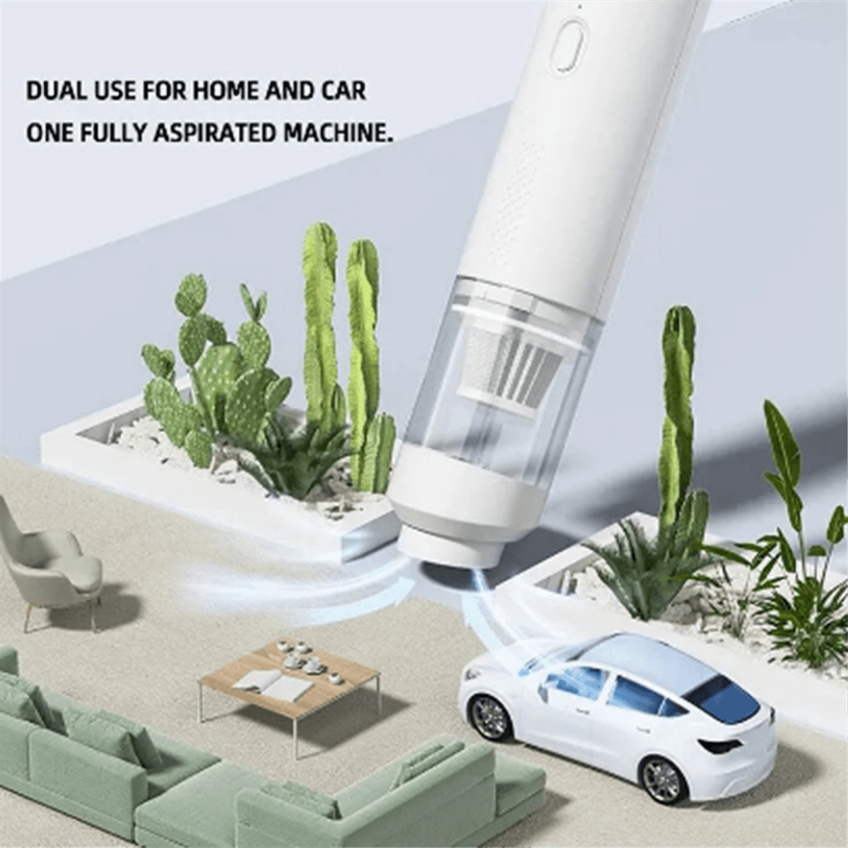 Wireless Car Vacuum Cleaner High Suction Blow Air Extraction Charging Model Home and Car Vacuum Cleaner White