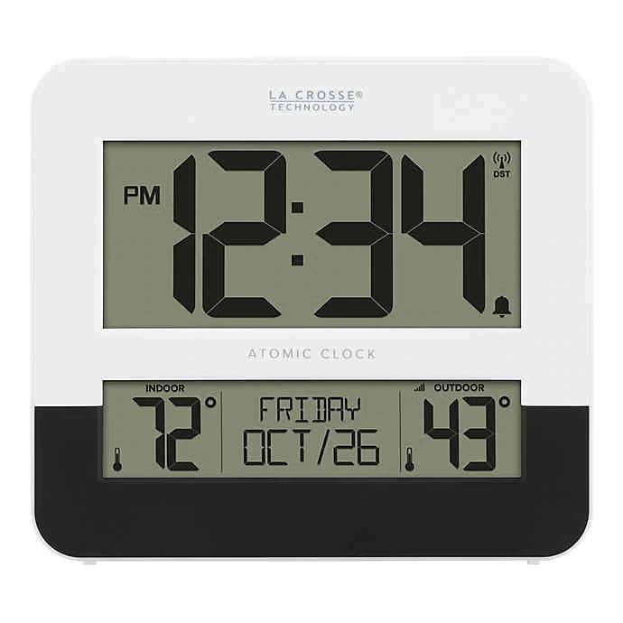 La Crosse Atomic Digital Wall Clock with In/Outdoor Temperature in