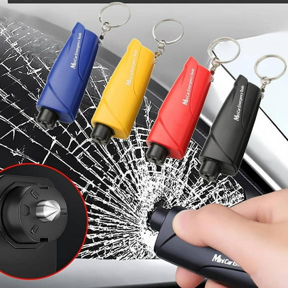 4-Pack Original Emergency Keychain Car Escape Tool, 3-in-1 Seatbelt Cutter and Window Breaker, Window Punch