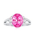 thumbnail image 4 of Rosec Jewels Lab Grown Pink Sapphire Oval Engagement Ring - 4 Carat - AAAA Grade - Sapphire Diamond Ring with Split Shank, 14K White Gold, US 12.00, 4 of 8