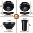thumbnail image 2 of Bestdin Black Dinnerware Set for 4, 16 Pieces Plastic BPA-Free Dinner Plates, Salad Plates, Cereal Bowls, Cups, Unbreakable Plates and Bowls Sets for Kitchen, Microwave and Dishwasher Safe, 2 of 7