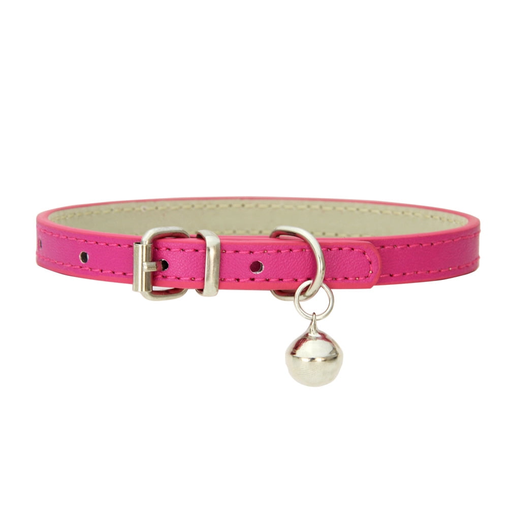 Leather Cat Collars with Bells Safety Adjustable Collar for Pet Kitten