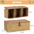 thumbnail image 6 of Wicker Shelf Baskets with Lid, Wicker Basket for Storage,Rectangular Woven Baskets Boxes 3-Section Home Decor Organizer (Orange), 6 of 8