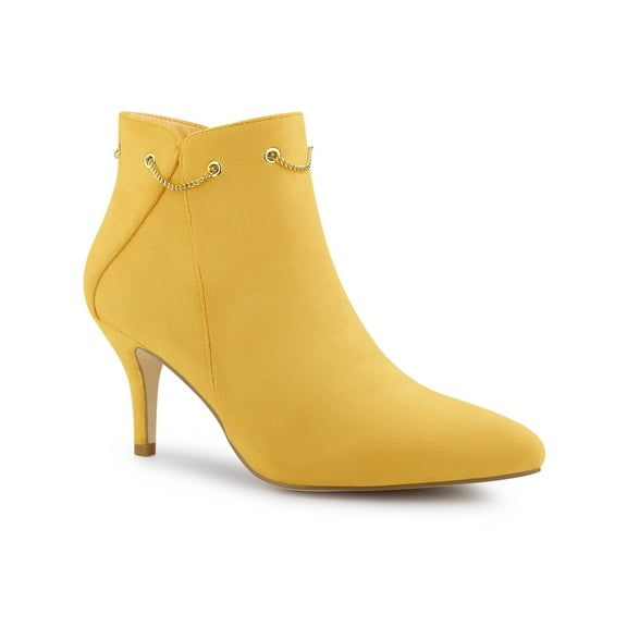BLISSFUL STEP Women's Pointy Toe Zipper Stiletto Heeled Ankle Booties