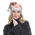 thumbnail image 5 of KLL Christmas Hats for Adults Plush Ladybug With Flower Print Santa Hat Xmas Fluffy Santa Claus Hat for Women Men, 5 of 6