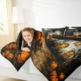 thumbnail image 4 of Feelyou Orange Gothic Pumpkin Full Size Comforter Sets for Teen, Farmhouse Moon Bedding Comforter Set, Oil Printing Reversible Bedding Sets, Ultra Soft Home Decor, 3 Pieces, 4 of 8