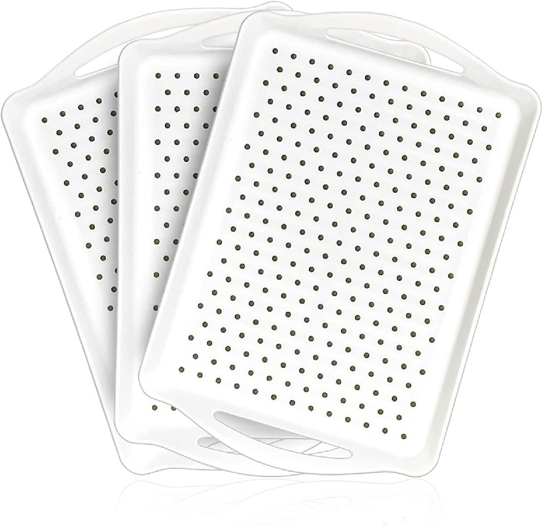 NonSlip Serving Trays, 3 Pack Large Food Serve Tray with Handle, 16.5