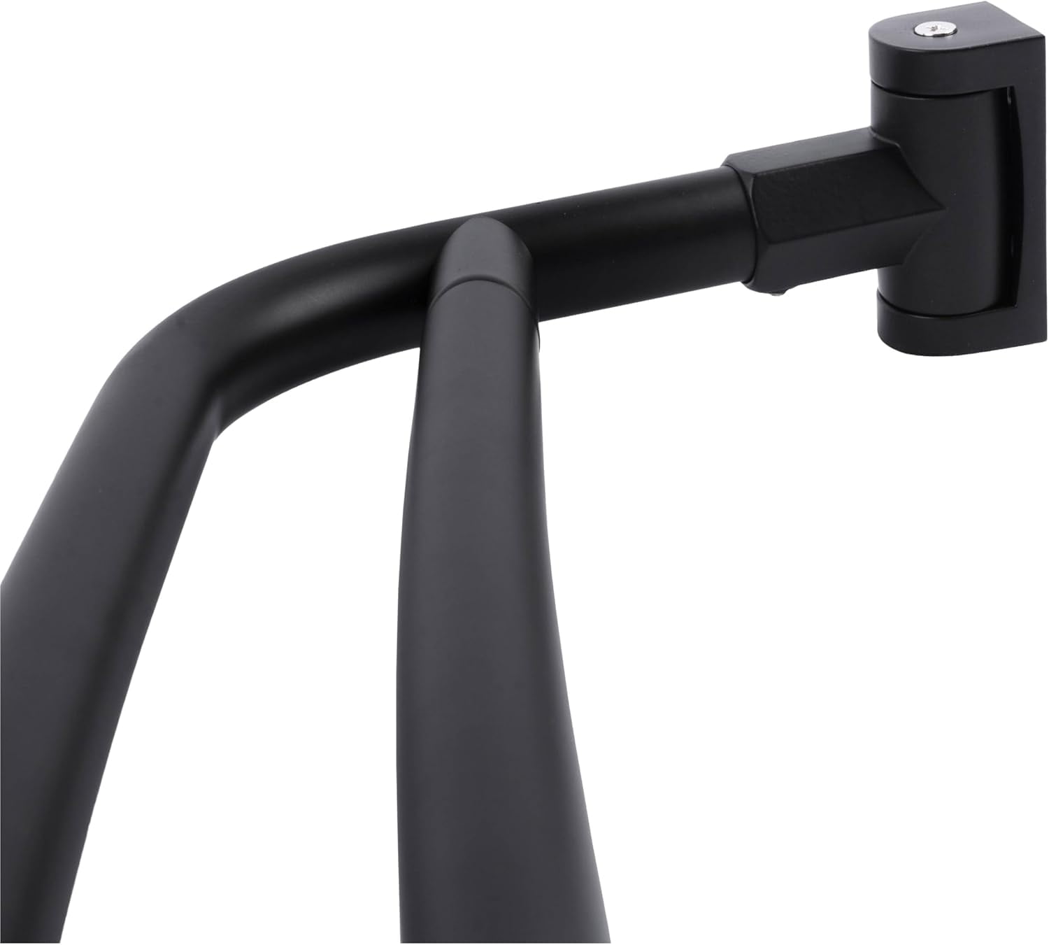 Double Curved Shower Rod, Metal Construction, Adjustable Between 44 to 70 Inches, Aluminum Rods and Zinc Mounting Hardware, Quality Modern Bathware, Black Finish