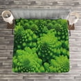 thumbnail image 3 of Ambesonne Nature Quilted Bedspread Set 3 Pcs, Broccoli Kale Foliage, Queen Size, Lime Green, 3 of 3