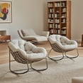 thumbnail image 3 of Outdoor Patio Rocking Chairs, Oversized Papasan Rocking Chair Indoor with Padded Cushion, 3 of 6