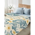 thumbnail image 4 of Spring Meadow Blooms King Size Flat Sheet, Wrinkleproof & Fadeproof Cooling Flat Bed Sheet Only, Teal Yellow Botanical Breathable Soft Bedding Top Sheets 105 x 98 Inches, 4 of 8