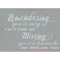 thumbnail image 3 of Remembering You Is Easy Vinyl Lettering Quote Wall Decor Art Memorial Decals 23x16-Inch Light Gray, 3 of 5