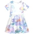 thumbnail image 2 of FORMRS Girls Short Sleeve Dress Summer Casual Round Neck A-line Beach Sundress, Sizes 2T-8T, Pastel Flower Pattern, 2 of 8