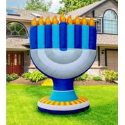 Zion Judaica Jumbo 11' ft Hanukkah Inflatable Yard Decoration Lighted Chanukah Themed Menorah Blowup Indoor and Outdoor Holiday Decorations LED Glowing with Air Blower, Tie-Down Stakes Chanukah Décor