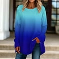 thumbnail image 2 of ATOYSOY Womens Blouses Dressy Trendy Long Sleeve Loose Blouse Round Neck Pullover Floral Tunics Tops Crew Neck Sweatshirts Blue XL, 2 of 5