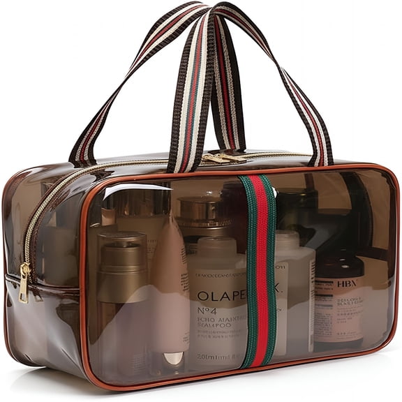 GASTROPOD Retro Vintage Clear Makeup Bag - Waterproof Large-Capacity Zipper Toiletry Organizer for Women Travel & Storage (L)