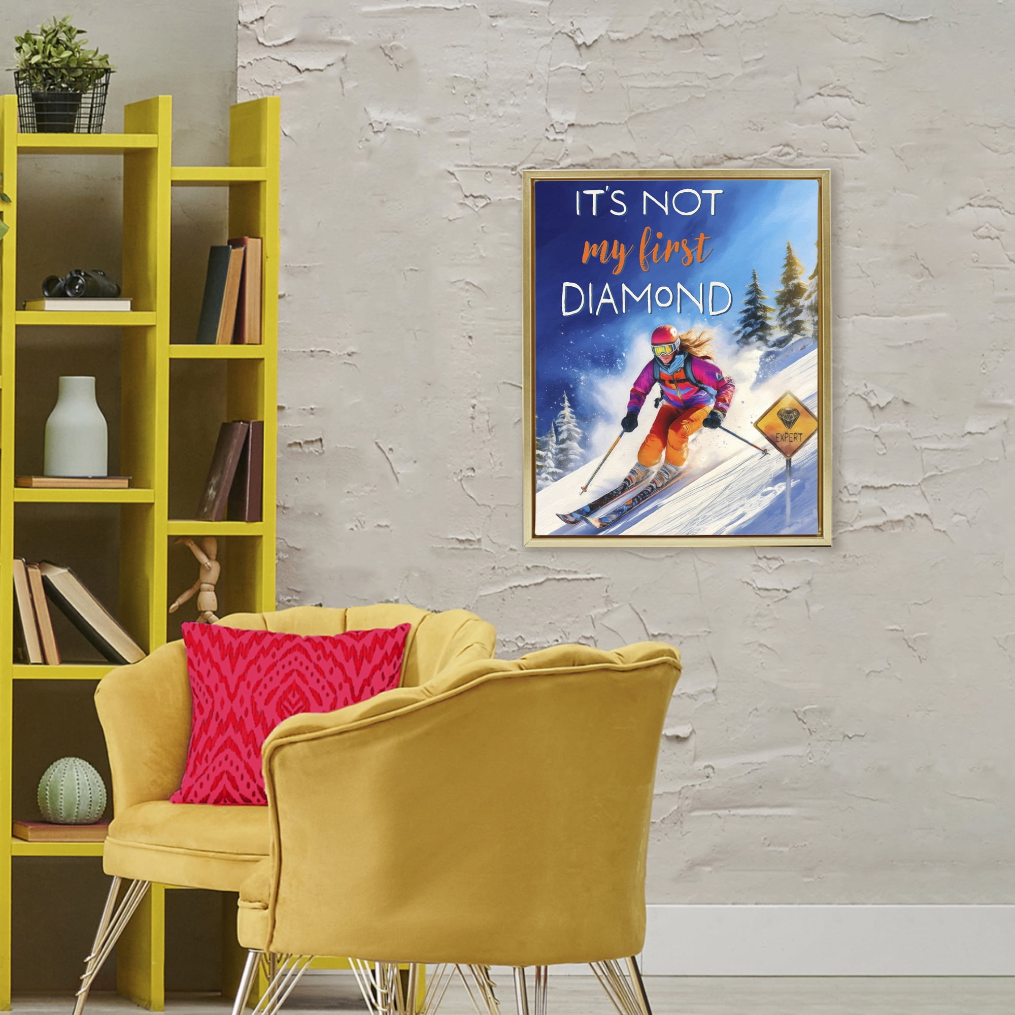 Stupell Industries Not My First Diamond Gold Framed Floater Canvas Wall Art, design by Grotto Studios