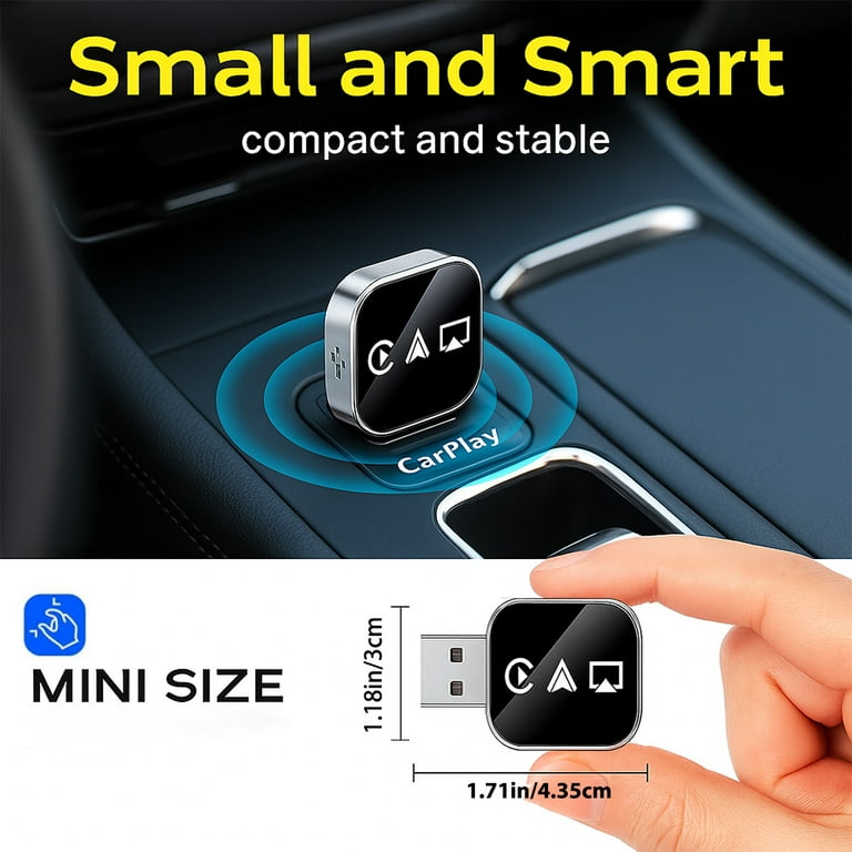 Wireless Carplay Mirror Link Adapter, 2026 Upgrade 3 in 1