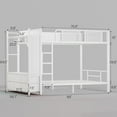 thumbnail image 2 of Full Size Metal Bunk Bed with 13" Safety Guardrail & Ladders, Modern Bunk Bed Frane with LED Lights, Hall Tree and 6 Storage Drawers for Bedrroom, 2 of 7