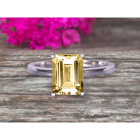 7x5mm Emerald Cut 1 Carat Champagne Diamond Moissanite Engagement Ring Wedding Ring Promise Ring 10k White Gold Solitaire Anniversary Ring Personalized for Brides