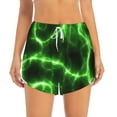 thumbnail image 2 of Xecao's Green Lightning for a double-layer running short for women, perfect for gym, tennis, and more, featuring a convenient pocket., 2 of 9