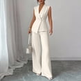 thumbnail image 6 of Stichou Suits 2 Piece Set for Women Sophisticated One Button Blazer Wide Leg Trousers Set Professional 2026 Office Work Casual Solid Outfits White M, 6 of 6