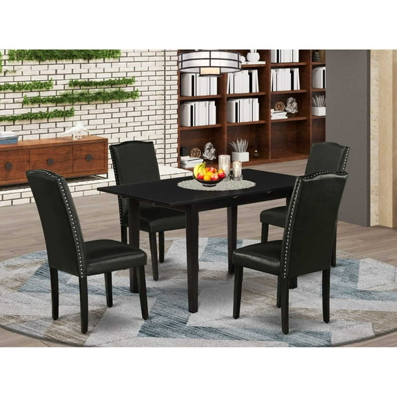 East West Furniture Dining Table- Parson Chairs, NOEN5-BLK-69