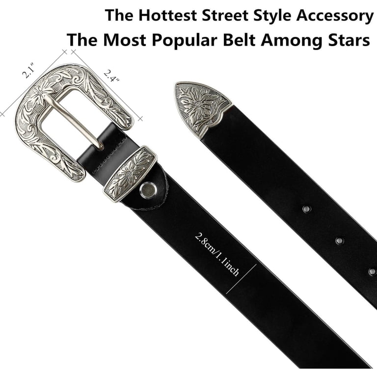 Women Leather Belts Ladies Vintage Western Design Black  display picture 1